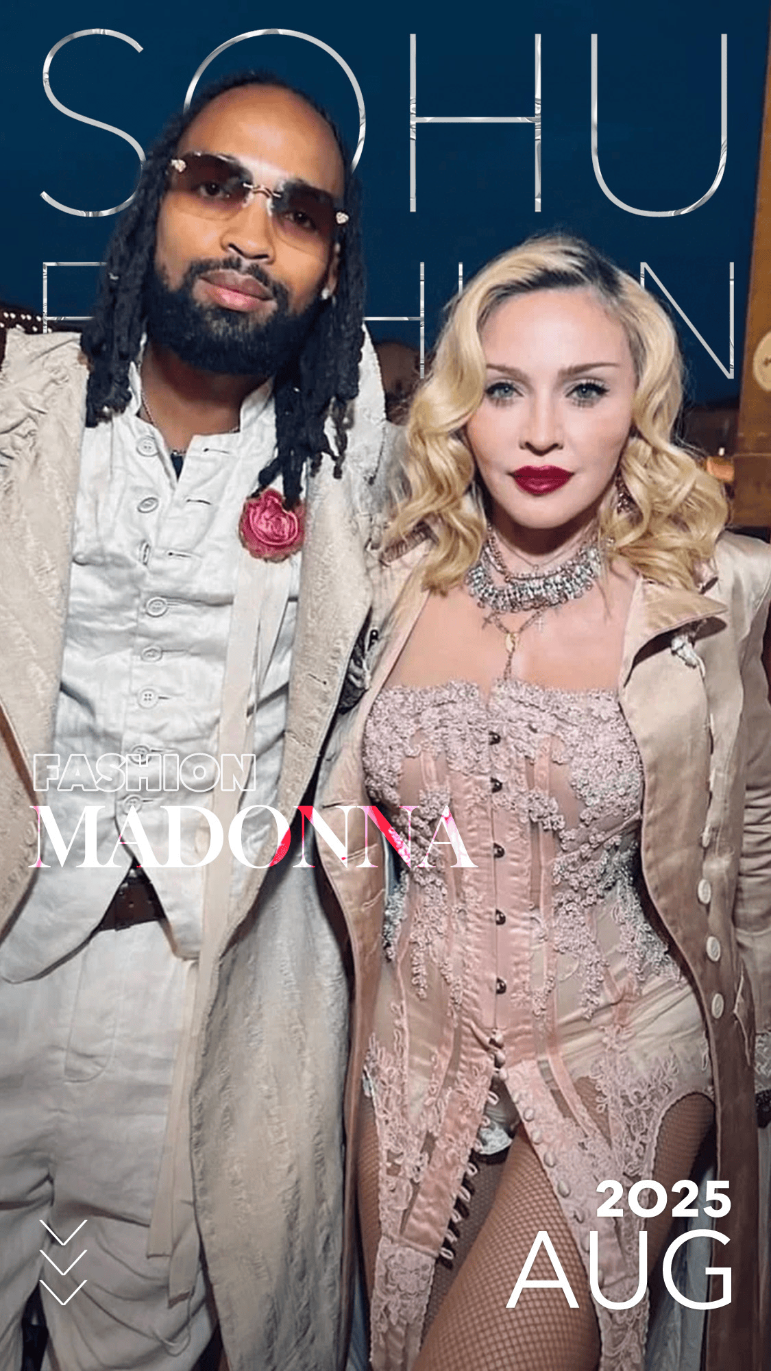 67岁生日麦当娜与鲜肉男友同吃Labubu蛋糕，造型致敬子弹胸罩